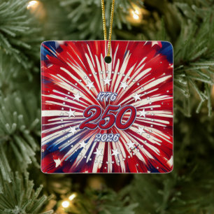 Amerikas 250. Geburtstag 1776-2026 RWB Feuerwerk Keramikornament