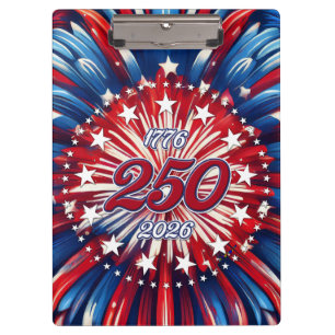 Amerikas 250. Geburtstag 1776-2026 RWB Feuerwerk Klemmbrett