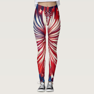Amerikas 250. Geburtstag 1776-2026 RWB Feuerwerk Leggings