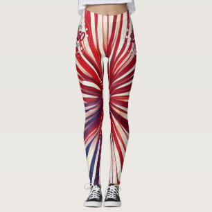 Amerikas 250. Geburtstag 1776-2026 RWB Feuerwerk Leggings