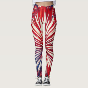 Amerikas 250. Geburtstag 1776-2026 RWB Feuerwerk Leggings