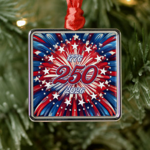 Amerikas 250. Geburtstag 1776-2026 RWB Feuerwerk Ornament Aus Metall