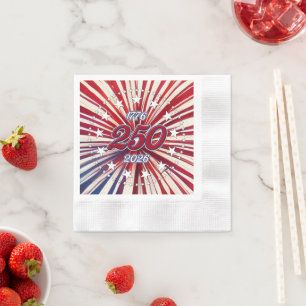 Amerikas 250. Geburtstag 1776-2026 RWB Feuerwerk Serviette