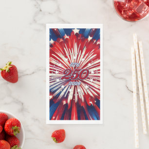 Amerikas 250. Geburtstag 1776-2026 RWB Feuerwerk Serviette