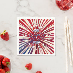 Amerikas 250. Geburtstag 1776-2026 RWB Feuerwerk Serviette