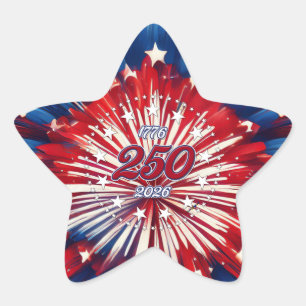 Amerikas 250. Geburtstag 1776-2026 RWB Feuerwerk Stern-Aufkleber