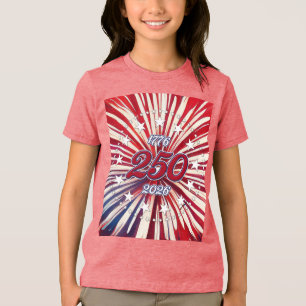 Amerikas 250. Geburtstag 1776-2026 RWB Feuerwerk Tri-Blend Shirt