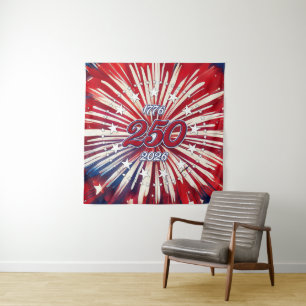 Amerikas 250. Geburtstag 1776-2026 RWB Feuerwerk Wandteppich
