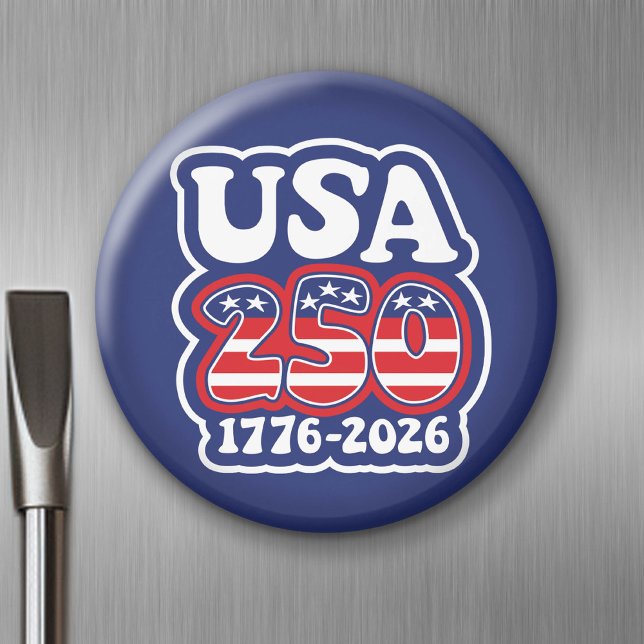 Amerikas 250. Geburtstag - Groovy USA 250 Magnet (USA 250 - Celebrate America - American Revolution 250 Magnet)