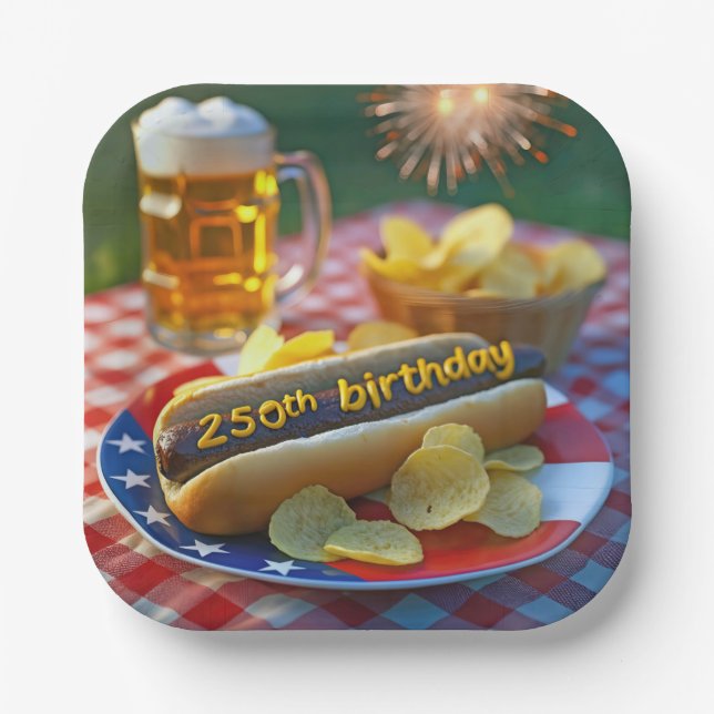 Amerikas 250. Geburtstag Hot Dog Pappteller (Vorderseite)