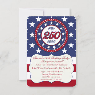 Amerikas 250. Geburtstag mit der USA-Flagge Einladung