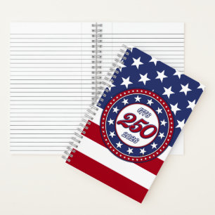 Amerikas 250. Geburtstag mit der USA-Flagge Notizbuch