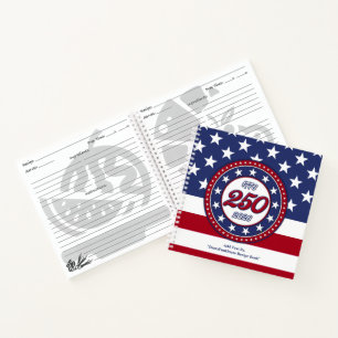 Amerikas 250. Geburtstag mit der USA-Flagge Notizbuch