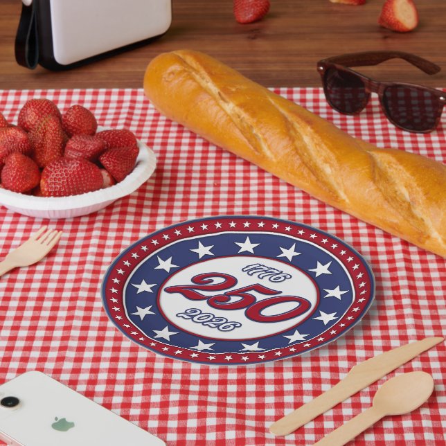 Amerikas 250. Geburtstag Pappteller (Picknick)