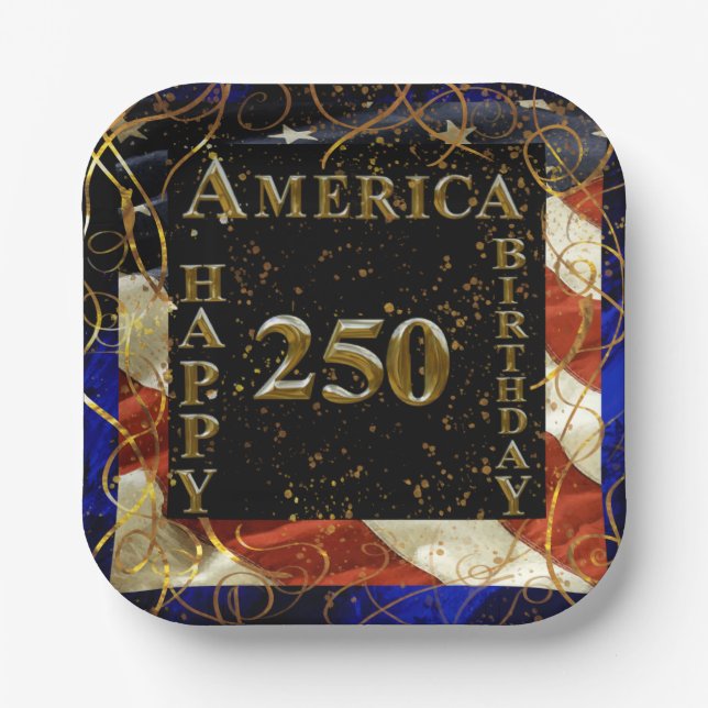 Amerikas 250. Geburtstag! Pappteller (Vorderseite)