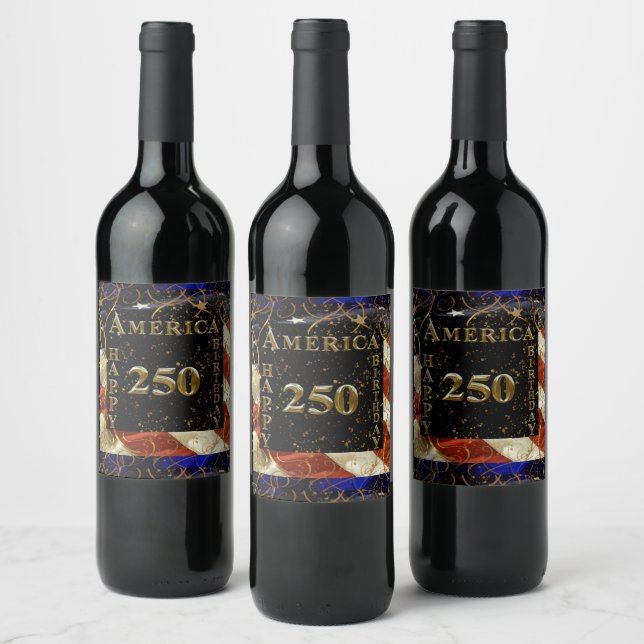 Amerikas 250. Geburtstag! Weinetikett (Flaschen)