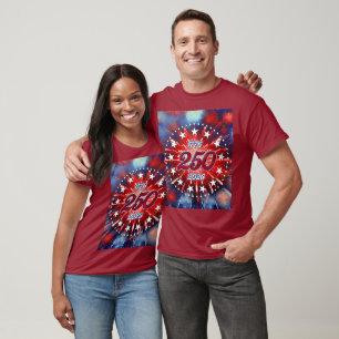 Amerikas 250. Geburtstags-Grafische Feuerwerks-Exp T-Shirt