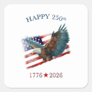 Amerikas 250. Jubiläum Patriotic 4. Juli Quadratischer Aufkleber