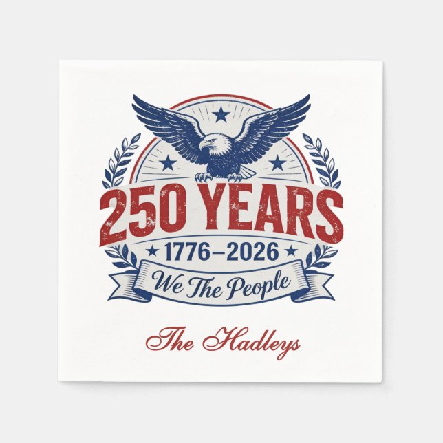 Amerikas 250. Jubiläumsname Serviette (Vorderseite)