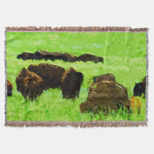 Amerikas Bison mit jungem Abstraktem Impressionism Decke