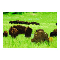 Amerikas Bison mit jungem Abstraktem Impressionism