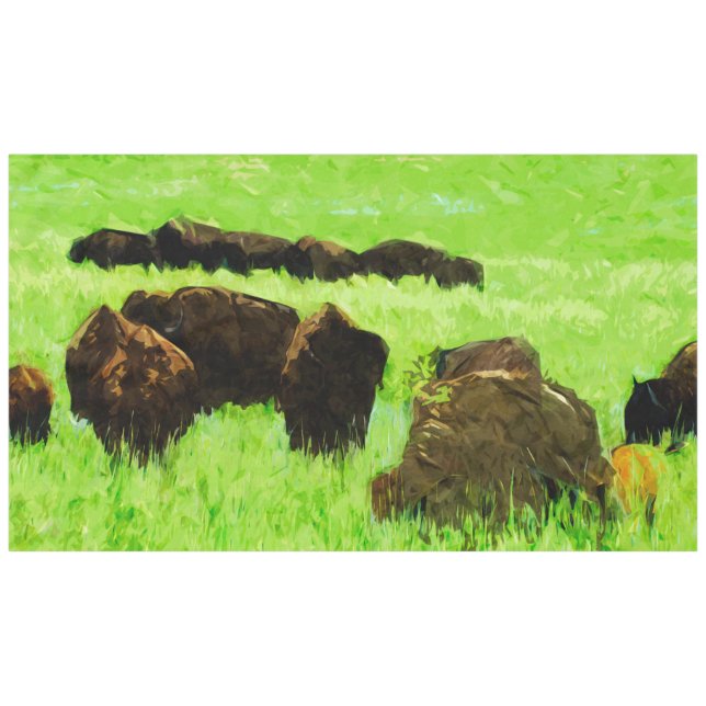 Amerikas Bison mit jungem Abstraktem Impressionism Tischdecke (Vorderseite (Horizontal))