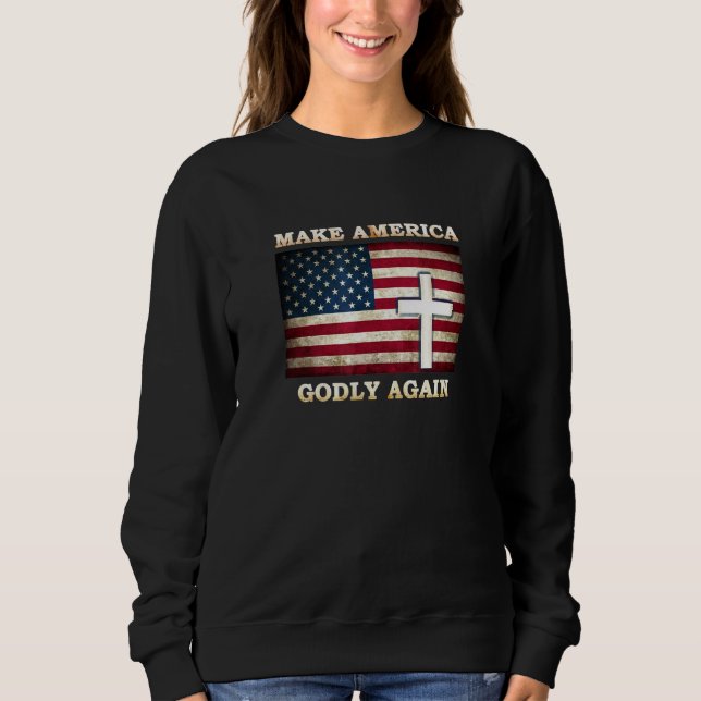Amerikas Fahne mit dem Kreuz wieder zum Verderben  Sweatshirt (Vorderseite)