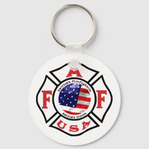 Amerikas Feuerwehrmann-Flaggen-Logo Schlüsselanhänger