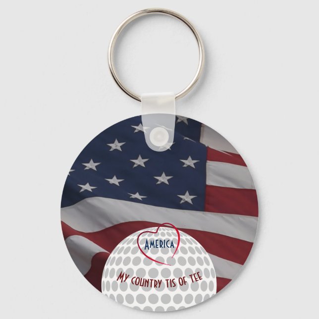 Amerikas Flag Patriotisches Golfer-Geschenk Schlüsselanhänger (Vorderseite)