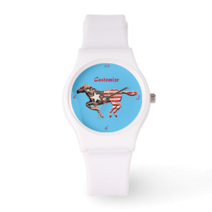 Amerikas Flaggenpferd läuft Thunder_Cove Armbanduhr