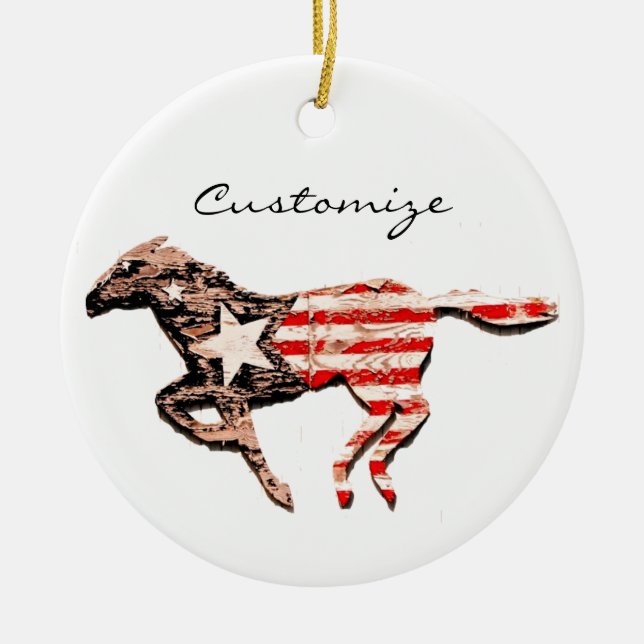 Amerikas Flaggenpferd läuft Thunder_Cove Keramik Ornament (Vorne)