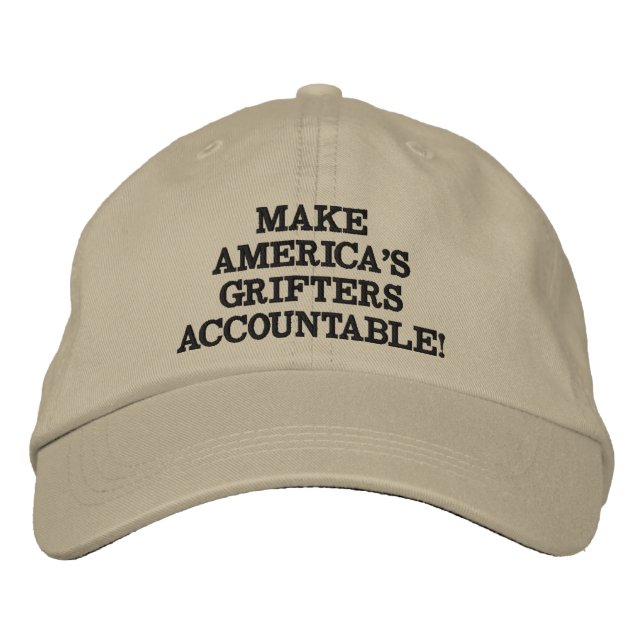Amerikas Grifters verantwortlich machen Khaki/Blac Bestickte Baseballkappe (Vorderseite)