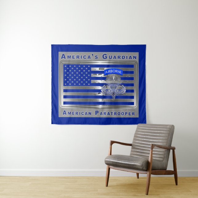 Amerikas Guardian American Paratrooper Wandteppich (Beispiel (Horizontal))