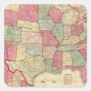 Amerikas Kontinent - Vereinigte Staaten Quadratischer Aufkleber