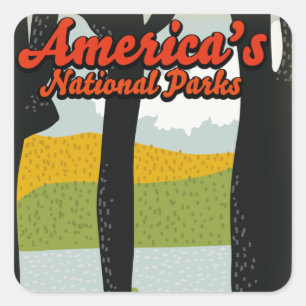 Amerikas Nationalparks Holz-Wandkunst Quadratischer Aufkleber
