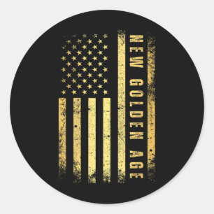 Amerikas neues goldenes Zeitalter Goldene Farbe -  Runder Aufkleber