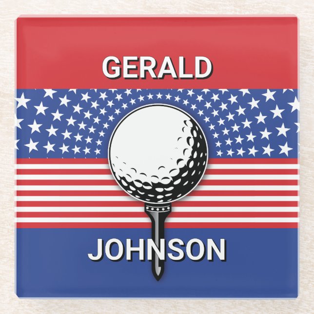 Amerikas Patriotisches Golfdesign Glasuntersetzer (Vorderseite)