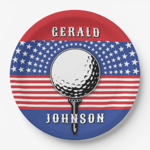 Amerikas Patriotisches Golfdesign Pappteller
