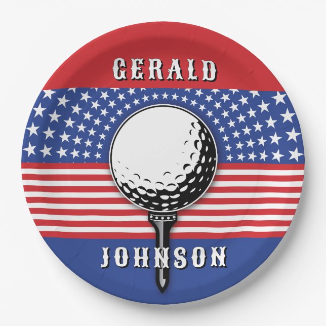 Amerikas Patriotisches Golfdesign Pappteller (Vorderseite)