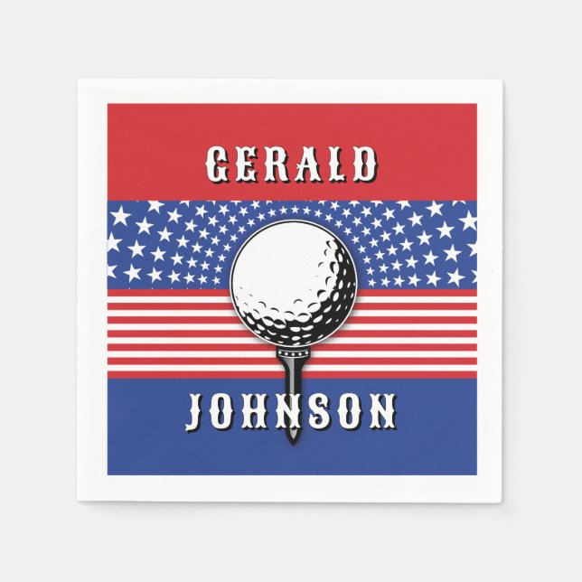 Amerikas Patriotisches Golfdesign Serviette (Vorderseite)