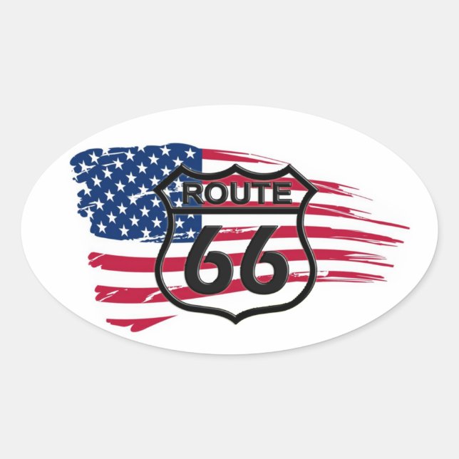 Amerikas Route 66 Ovaler Aufkleber (Vorderseite)