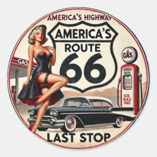 Amerikas Route 66 Runder Aufkleber