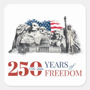 Amerikas Semiquincentennial 250 Jahre Freiheit Quadratischer Aufkleber