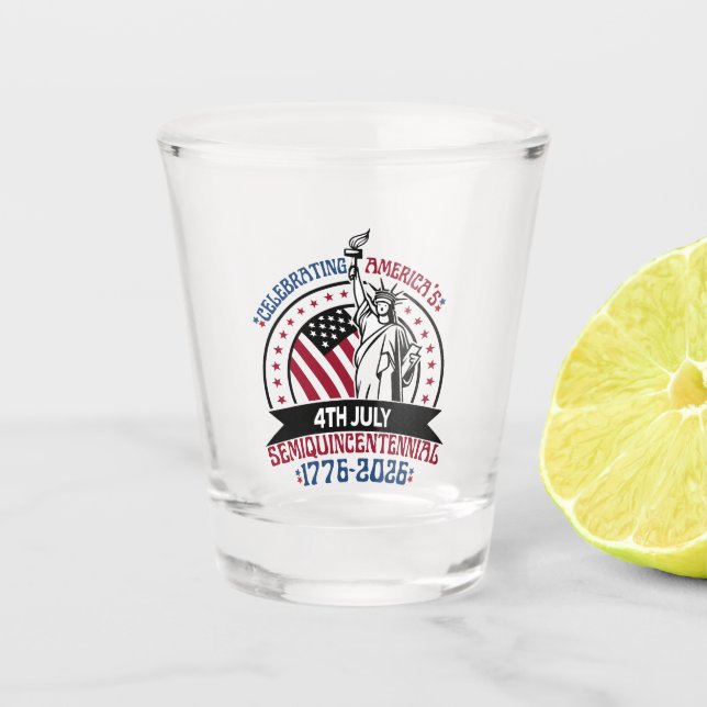 Amerikas Semiquincentennial feiern Schnapsglas (Vorderseite)