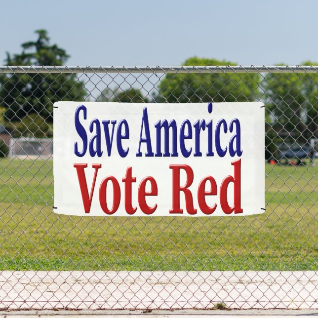 Amerikas Stimme Rot mit rot-blauem Text gerettet Banner (Insitu)