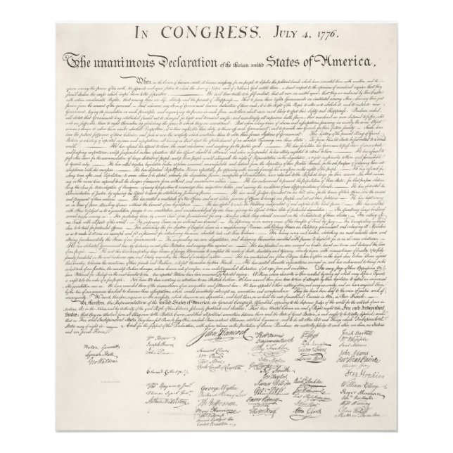 Amerikas Unabhängigkeitserklärung Fotodruck (Vorne)