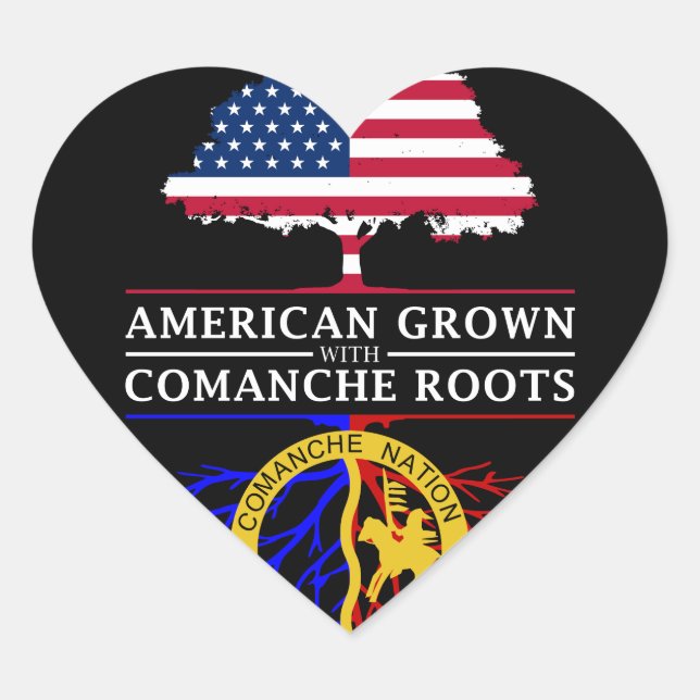 Amerikas Wachstum mit Comanche Roots Herz-Aufkleber (Vorderseite)