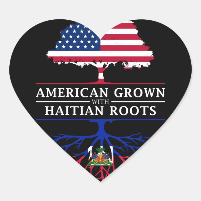 Amerikas Wachstum mit Haitian Roots Haiti Design Herz-Aufkleber (Vorderseite)