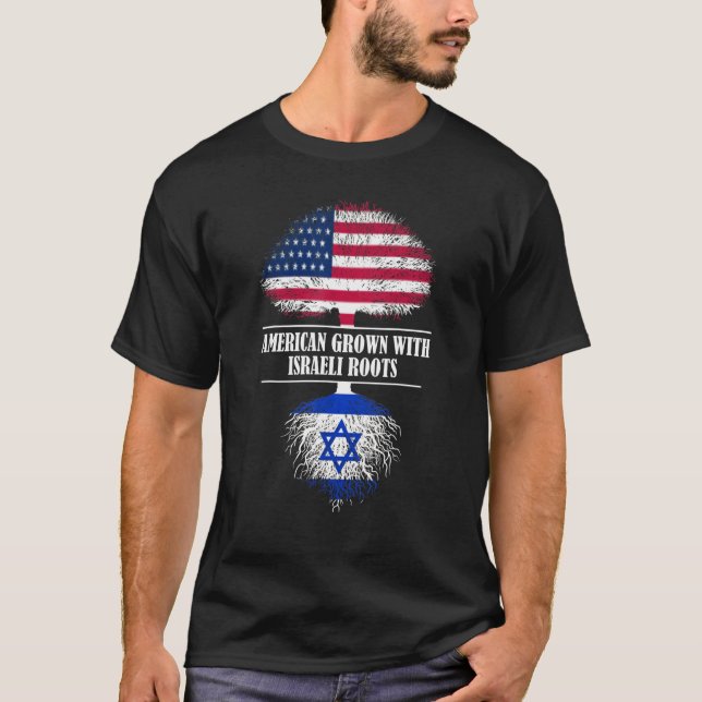 Amerikas Wachstum mit israelischer Roots-Fahne Isr T-Shirt (Vorderseite)