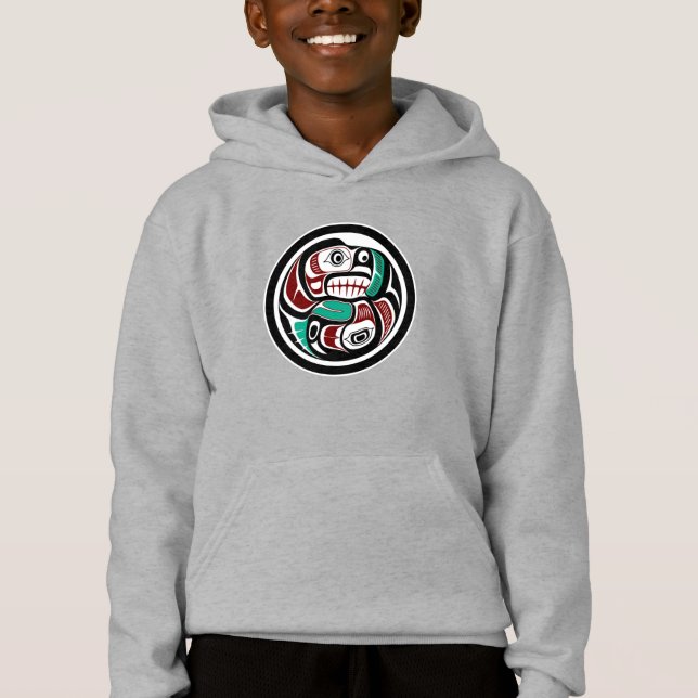 Amérindien Noir Haida Art Otter Saumon (Devant)